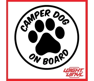 Camper dog on board vinyl decal