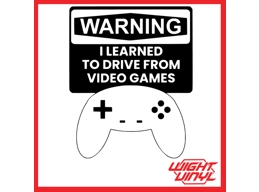 Warning i learnt to drive from video games vinyl decal